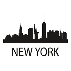 Obraz premium A black silhouette of the new york city skyline with text