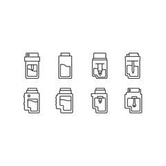 Beverage and Liquid Packaging Line Art Icons Set - Drink Containers Outline