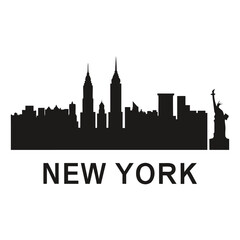 Obraz premium A black silhouette of the new york city skyline with landmarks