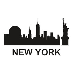 Fototapeta premium New york city skyline silhouette with liberty and the sphere