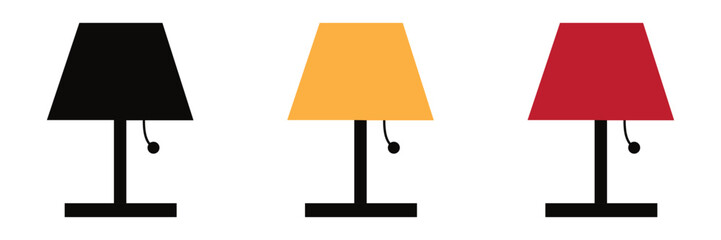 Table Lamp Icon Vector Set &ndash; Modern Desk and Home Lighting Symbols in Line, Glyph and Silhouette Styles for
 Interior Decor