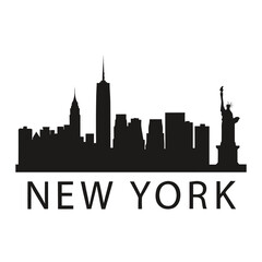 Fototapeta premium A striking silhouette of the new york city skyline with text