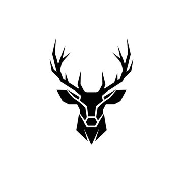 Geometric Deer Head with Antlers Illustration 2.