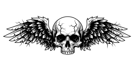 Obraz premium Skull with Wings Illustration Artwork Design.
