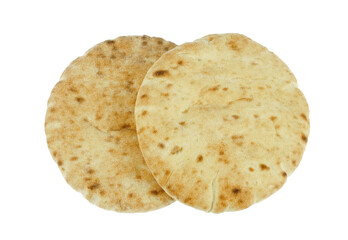 high angle view of pita bread isolated on white background
