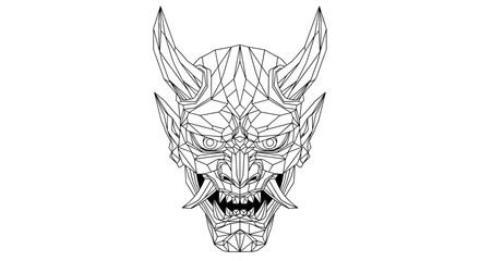 Geometric Demon Head with Sharp Horns.