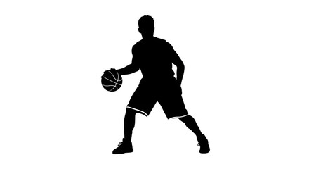 Obraz premium Silhouette of a basketball player in action with the ball