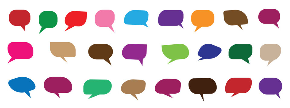 Big set of speech bubbles,Collection of colorful speech balloon communication concept,  vector set of flat message bubbles show chat bubble or dialog boxes on white background. Speak bubble text,