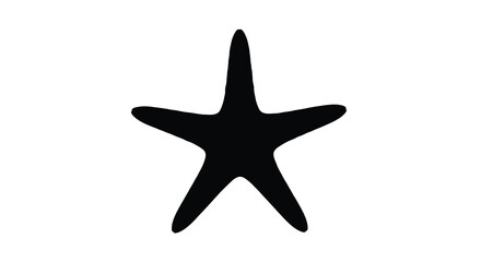 A striking minimalist depiction of a five pointed starfish against a plain white background a bold silhouette high quality professional © Pvect02