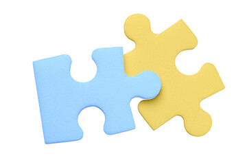 Fototapeta premium Two puzzle pieces isolated on transparent background