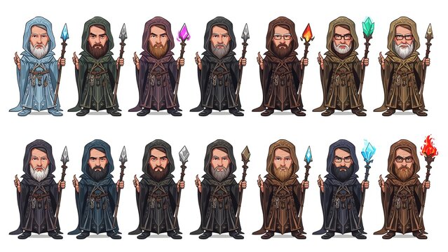 Fantasy Wizard and Mage Character Sprites Collection for 2D Games