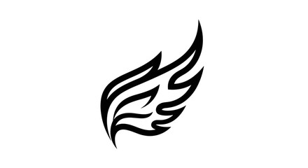 Stylized Black Feather Logo Design Element.