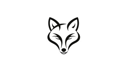 Obraz premium Black and White Fox Head Illustration.