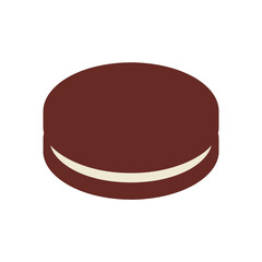Delicious chocolate sandwich cookie with cream filling isolated on a white background showcasing rich brown texture and smooth cream layer