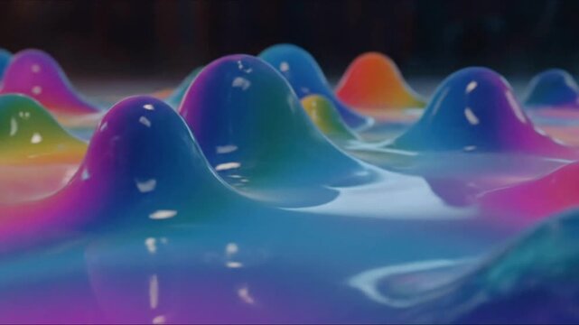 Colorful shiny liquid dropped style Waves abstract background 