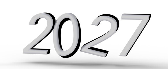 3D render of the year 2027 in a clean design. Perfect for new year greetings and future planning concept. © vegefox.com