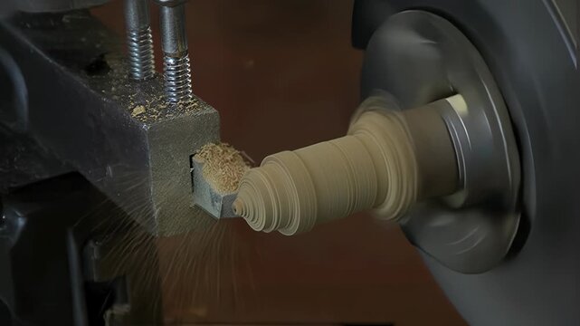 Wood Lathe Practice in Technical School Workshop