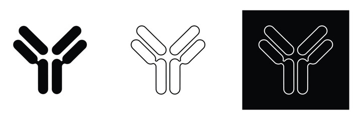 Obraz premium Antibody protein structures in black and white for science and medical use