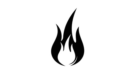 Black Flame Icon Simple Design Element.