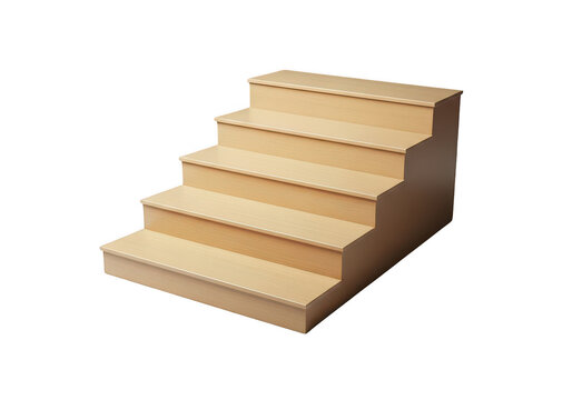 A set of wooden stairs with five steps
