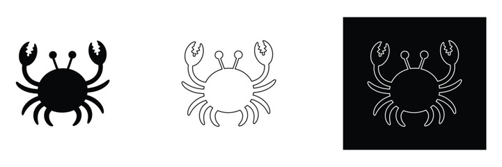 Fototapeta premium Crab icon set in various styles and backgrounds