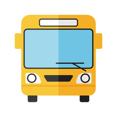 Yellow School Bus Front View Illustration.