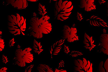 Flying Dark Red Rose Petals Isolated on Black Background. Freeze eps 10