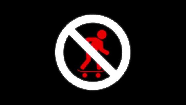 no skateboarding prohibition sign vector icon,background 4k video.
