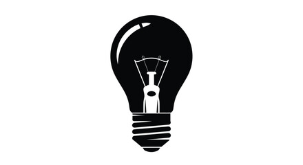 A striking black silhouette of a classic lightbulb design silhouette © momotaj