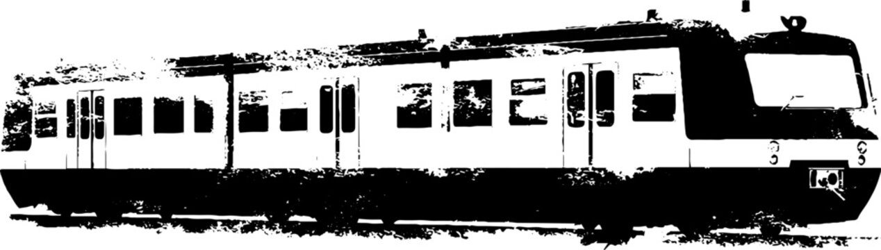 High contrast stencil train ticket icon for retro design