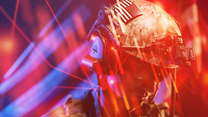 Obraz premium Soldier prepares for action during conflict related to Iran USA war and oil crisis