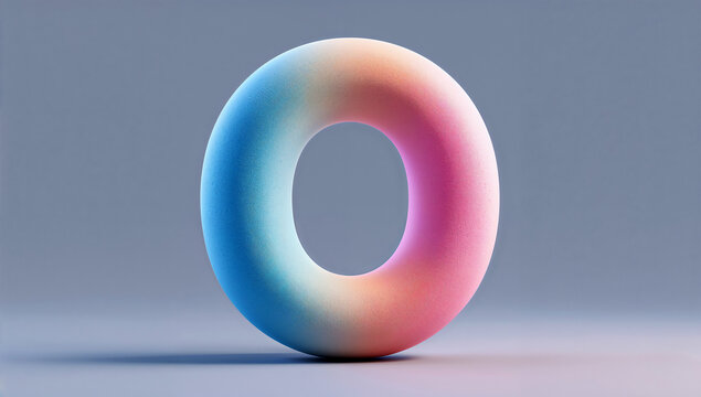 Gradient Pastel Torus Donut Shape on Gray Background