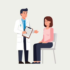 Obraz premium Doctor consulting female patient in clinic, medical checkup, healthcare concept