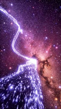 Cosmic Cat Portrait - Whimsical Space Nebula Illustration Featuring a Playful Feline Silhouette Against a Vibrant Starry Sky Background