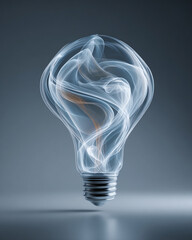 Surreal Light Bulb Smoke: Creative Abstract Design and Innovation in Modern Glowing Filament Photography with Blue Tones