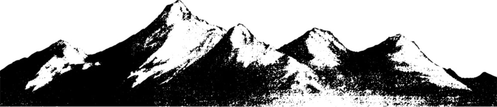 Wind carved yardang ridge in high contrast stencil style for wall art or nature print