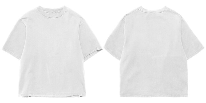 Boxy oversized white t-shirt mockup bundle, front and back view, t-shirt mock up for clothing, apparel, fashion, etc.