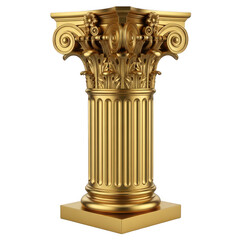 Naklejka premium A gold column with ornate carvings on a white background
