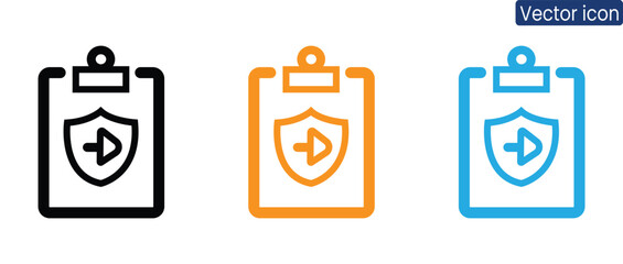 Obraz premium Secure medical records on clipboard with shield and play button for presentations or reports