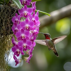 Fototapeta premium Hummingbird Flower Nectar - Variation 2