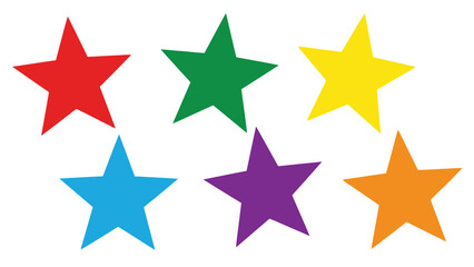 Obraz premium Colorful Stars Collection: Red, Green, Yellow, Blue, Purple, Orange - Graphic Elements