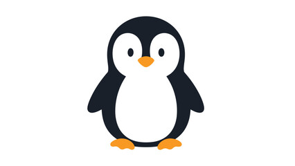 Fototapeta premium Cute Cartoon Penguin Standing Isolated on White Background