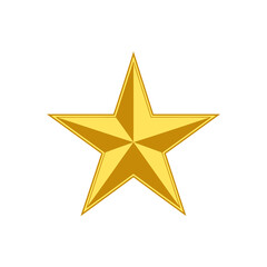 Obraz premium Golden Star Award Icon - Shiny Five-Pointed Star Emblem on White Background
