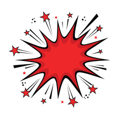 Red Comic Book Explosion Speech Bubble with Stars and Speed Lines Vector Illustration