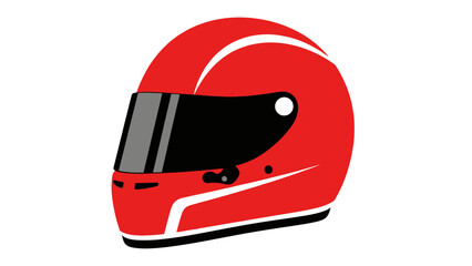 Naklejka premium Red Racing Helmet Icon, Motorsport Safety Gear, Driver Protection