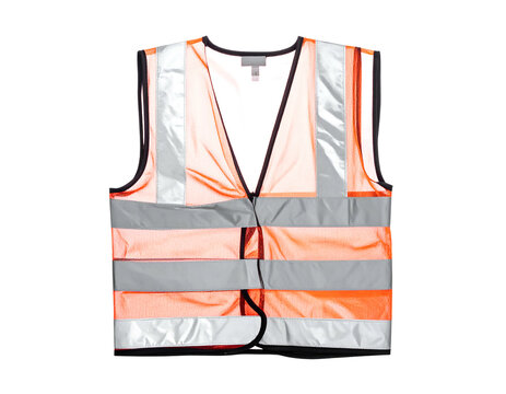 Bright orange safety vest with reflective stripes (1)