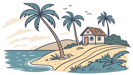 Obraz premium tropical island with palm trees