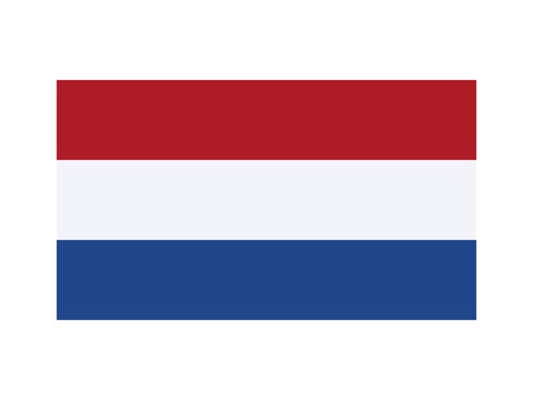 Netherlands national flag isolated on white. Official colors and image, simple flat design. Vector clipart or icon for Netherlandish events and news illustration, travel or politics banner.