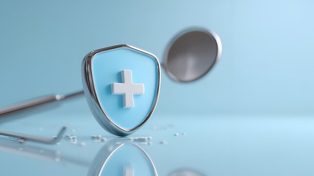 A dental shield protects oral health, symbolizing safety and care in dentistry and patient well-being.