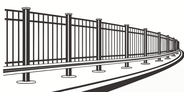 A long train with many carriages traveling on a curved track Vector